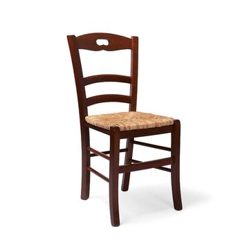 Sedia in legno e paglia Daisy noce scuro